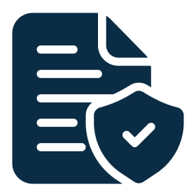 Document icon with security shield checkmark.